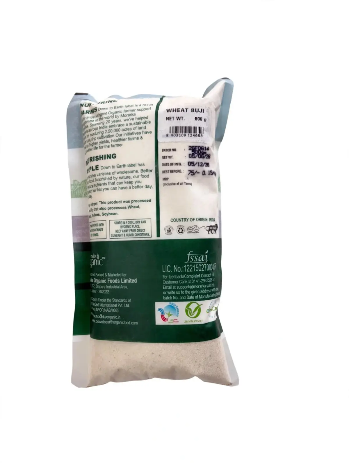 Down To Earth Organic Wheat Suji view 2