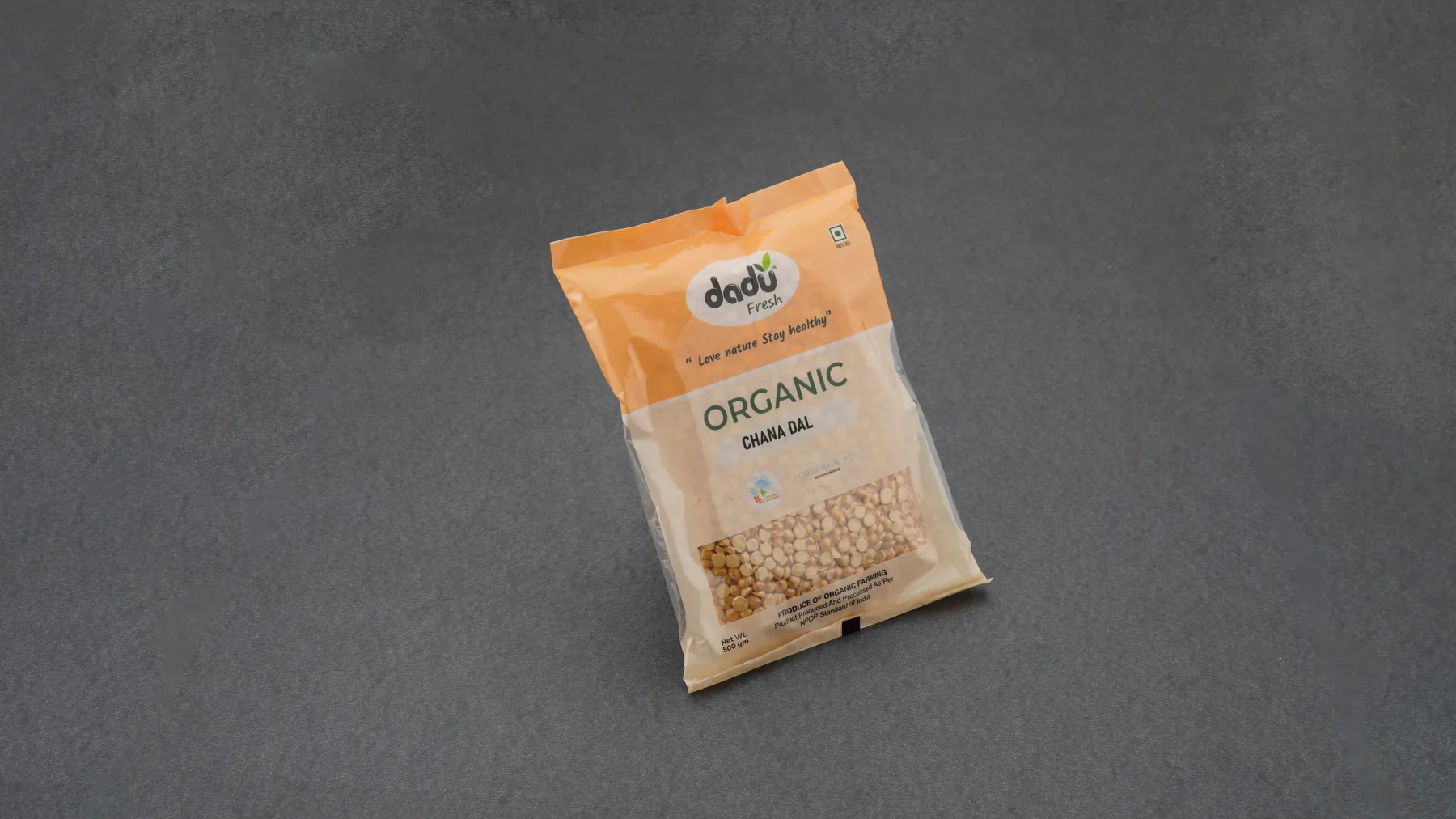 100% Organic Chana Dal 1kg front pack