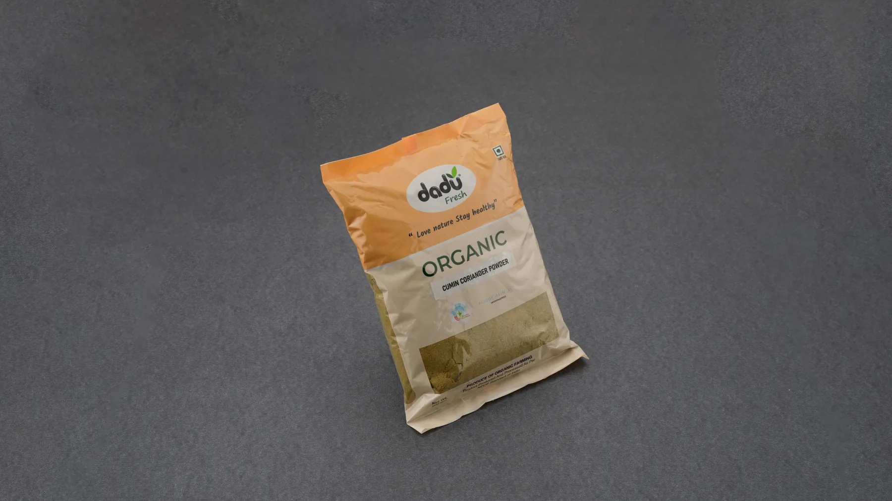 100% Organic Cumin Coriander Powder 1kg front pack