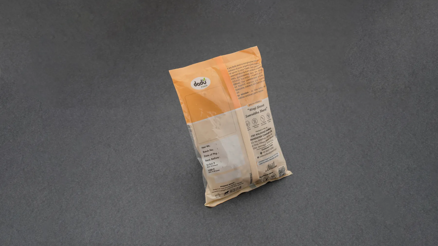 100% Organic Kabuli Chana 1kg back label