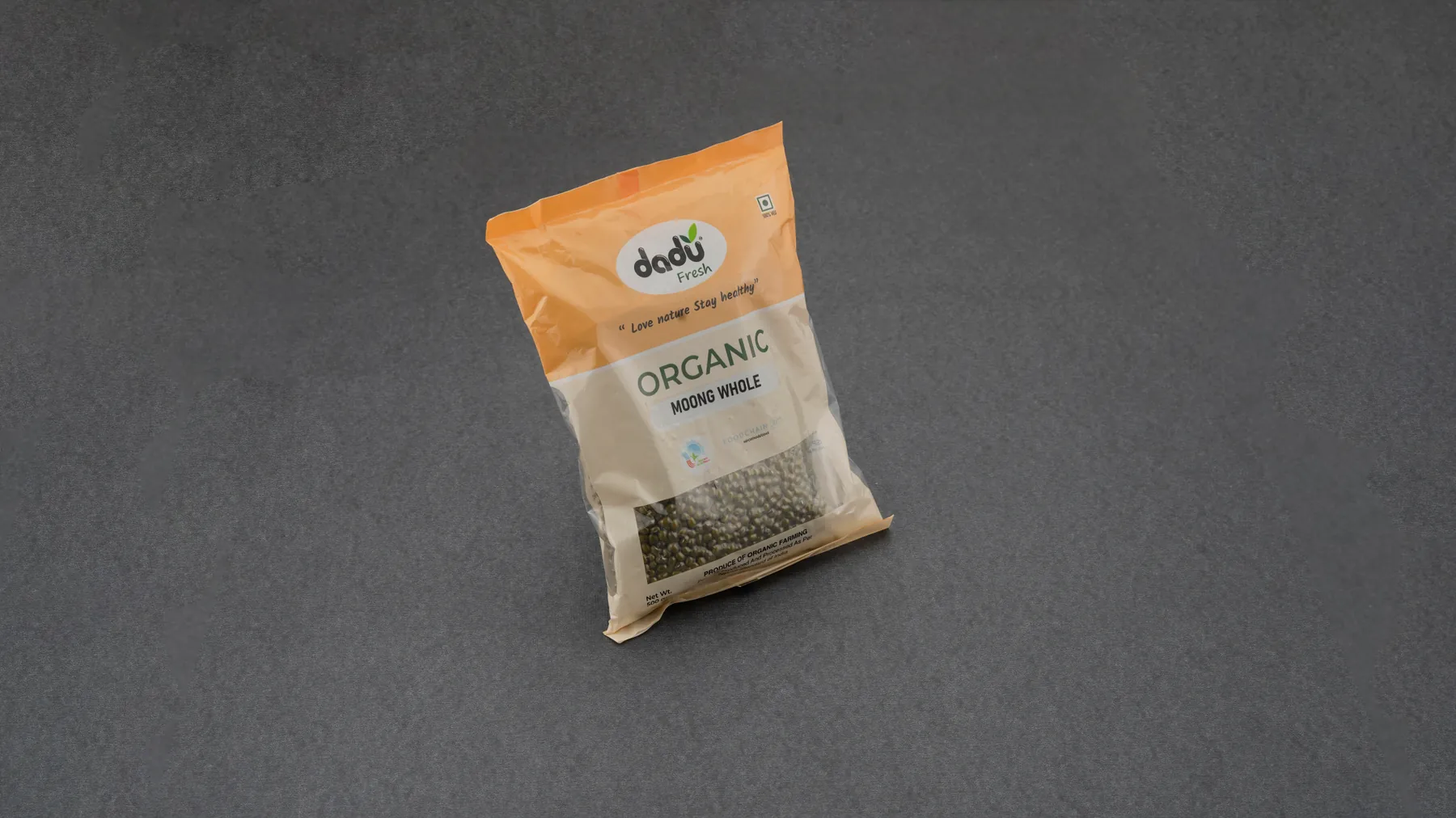 100% Organic Moong Whole 1kg front pack