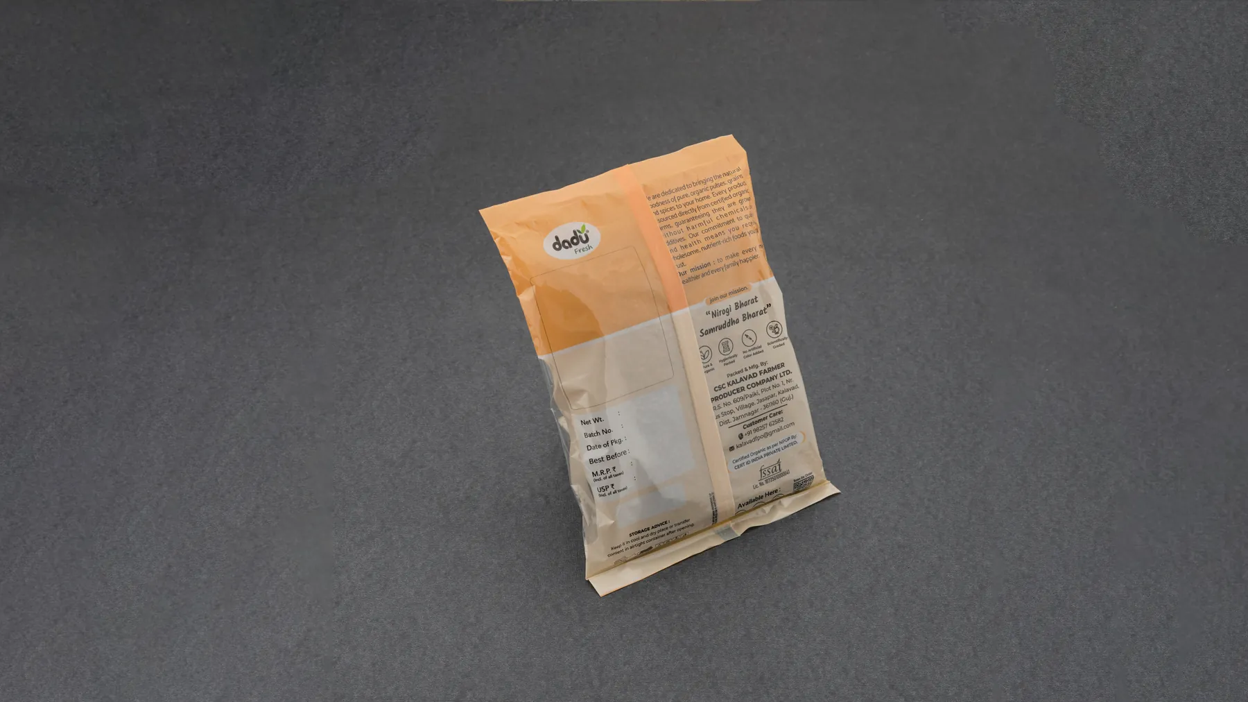 100% Organic Moth 1kg back label