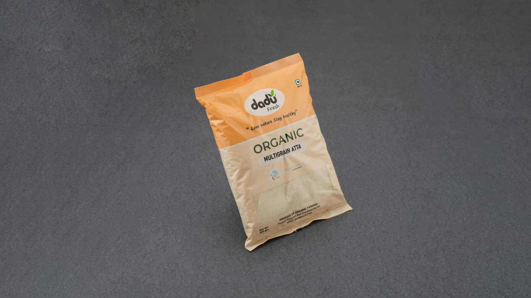 100% Organic Multigrain Atta 1kg front pack