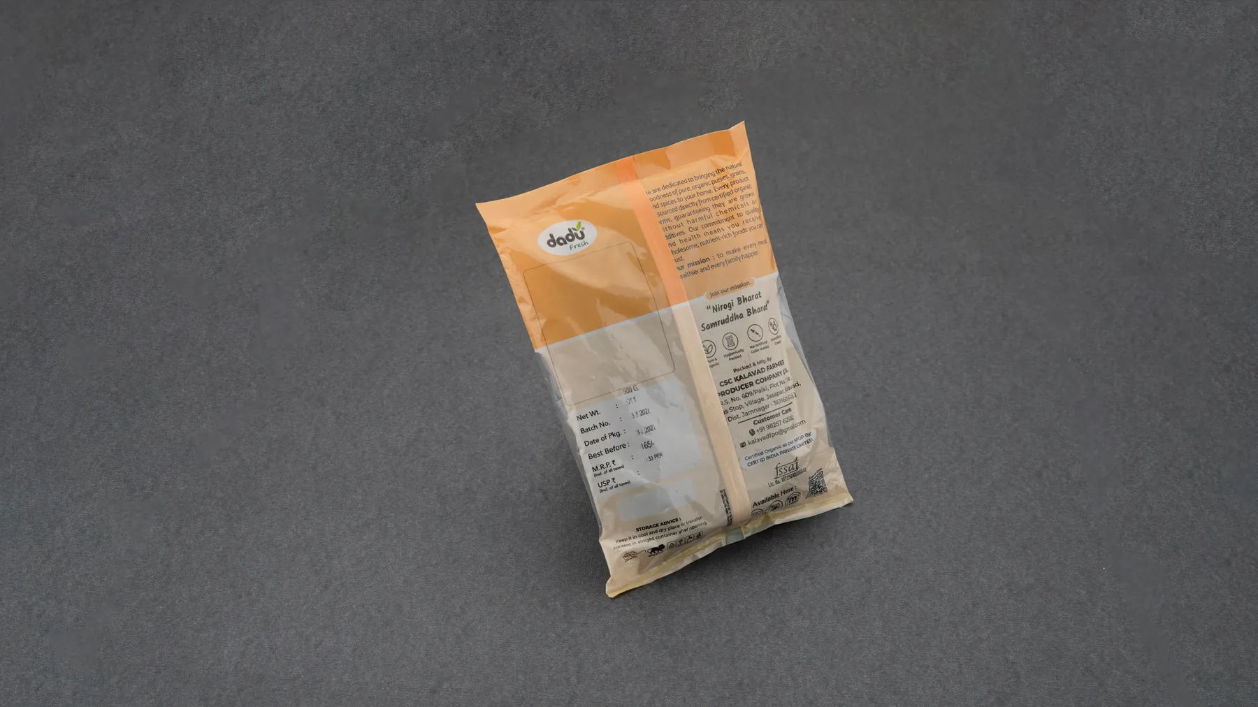 100% Organic Rajma 1kg back label