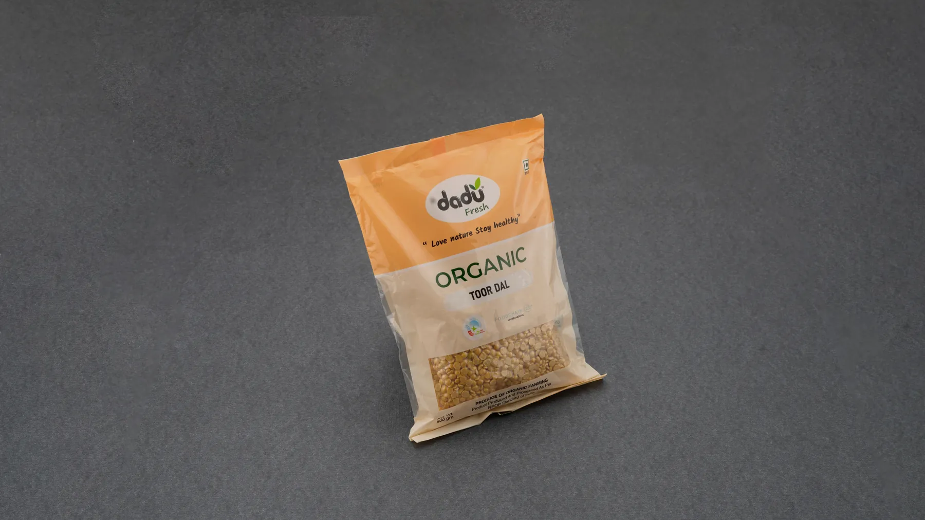 100% Organic Toor Dal 1kg front pack