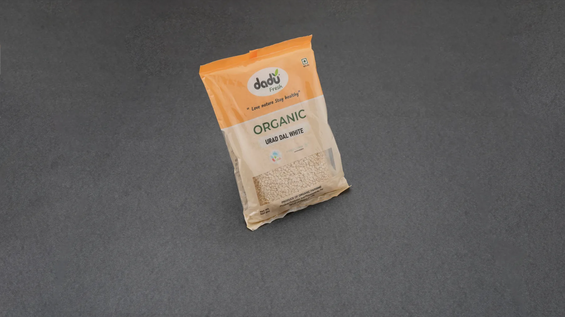 100% Organic Urad Dal White 1kg front pack