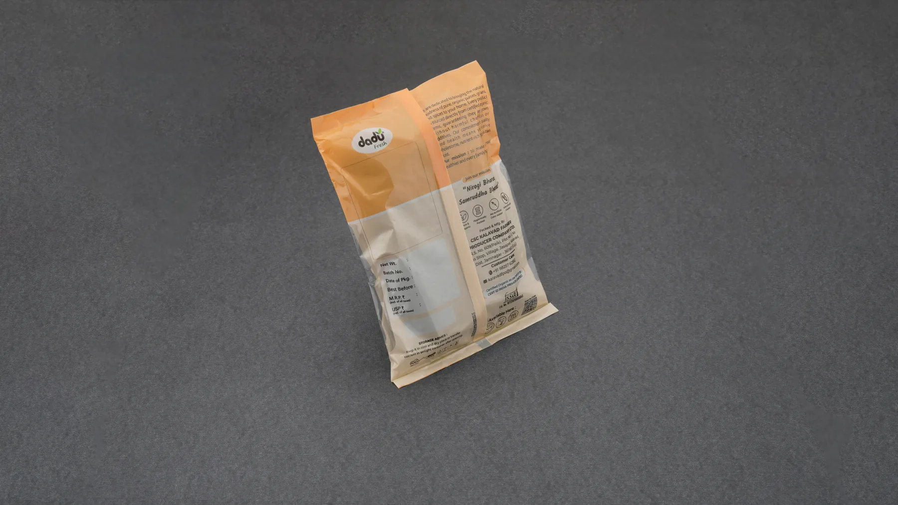 100% Organic Urad Whole 1kg back label